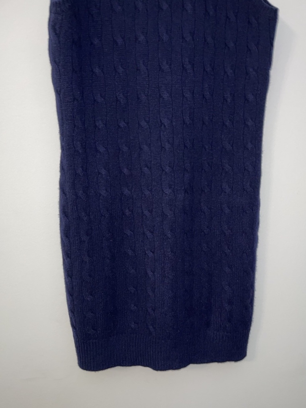 RUGBY Ralph Lauren Sweater Dress XL Cashmere Wool Navy Blue Cable Knit Cowl Neck - Picture 7 of 10